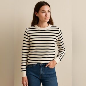 Label of Graded Goods stripe crewneck sweater black cream cotton blend size S